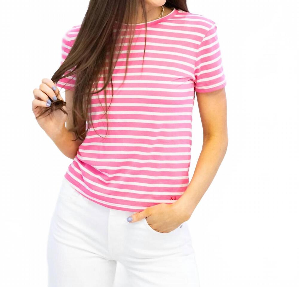 NEW FRANCES VALENTINE super striped tee in pink/oyster